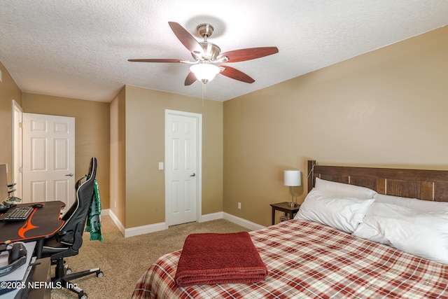 4521 Deep River Way E, Jacksonville, FL 32224 - bedroom with carpet, a textured ceiling, and a ceiling fan