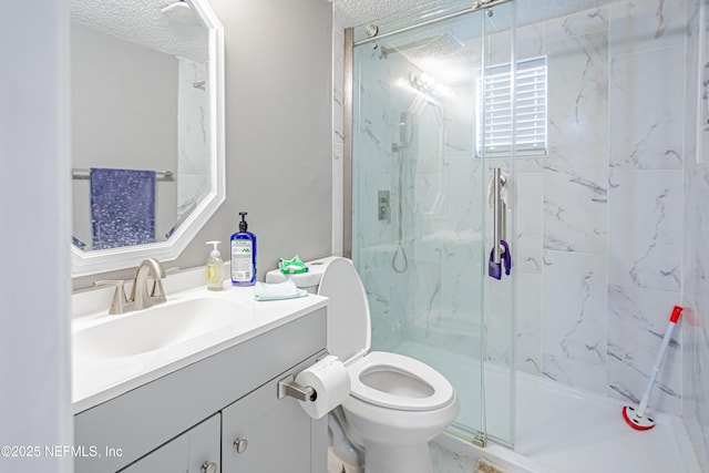 1841 W 11th St, Jacksonville, FL 32209 - bathroom featuring a textured ceiling, a marble finish shower, vanity, and marble finish flooring