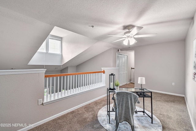 8550 Touchton Rd Unit 932, Jacksonville, FL 32216 - carpeted office space with a ceiling fan, lofted ceiling, and a textured ceiling