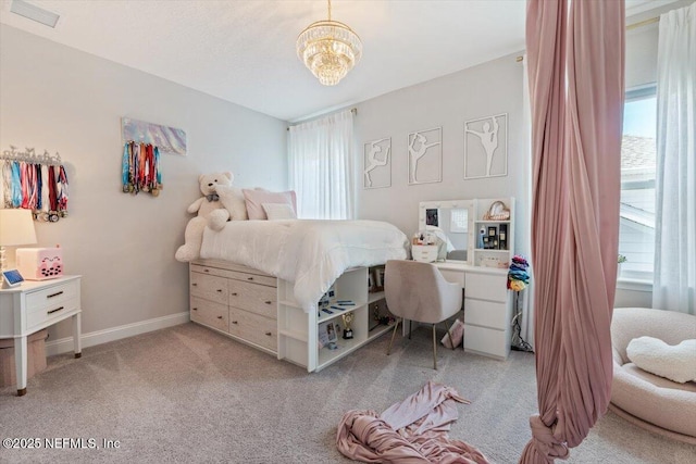 351 Palm Crst Dr, Ponte Vedra, FL 32081 - bedroom with multiple windows, light colored carpet, and a chandelier