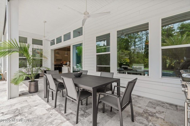 351 Palm Crst Dr, Ponte Vedra, FL 32081 - view of patio / terrace with a ceiling fan, outdoor dining area, and an outdoor kitchen