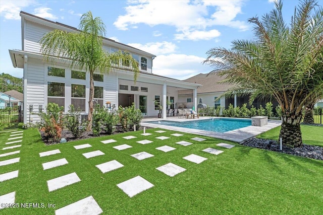 351 Palm Crst Dr, Ponte Vedra, FL 32081 - back of property featuring an outdoor pool, a lawn, and a patio