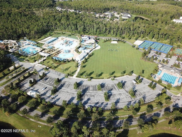 351 Palm Crst Dr, Ponte Vedra, FL 32081 - aerial view of property's location featuring a pool area and a heavily wooded area