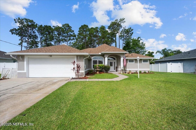 45 E Diamond Dr, Palm Coast, FL 32164 - ranch-style house with stucco siding, an attached garage, and driveway