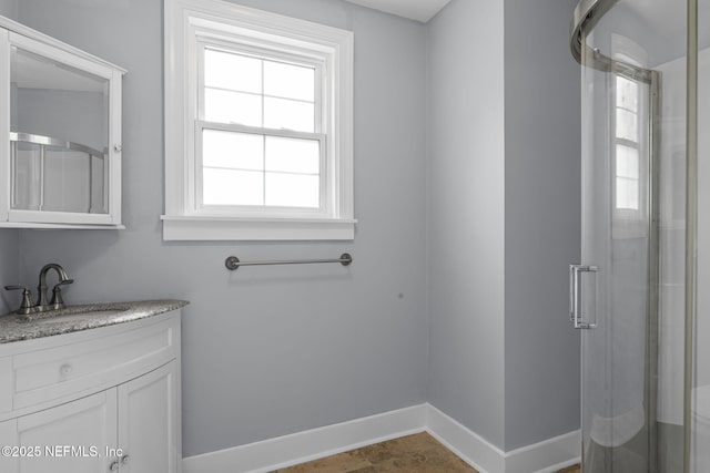 85215 Airplane Ln, Yulee, FL 32097 - bathroom with vanity and an enclosed shower