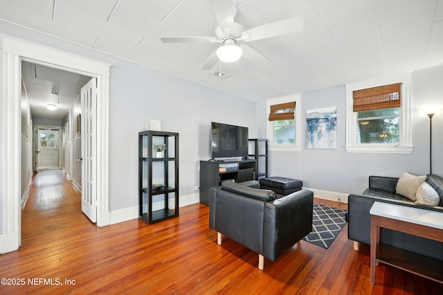 22 Marion St, Saint Augustine, FL 32084 - living room with hardwood / wood-style floors and a ceiling fan