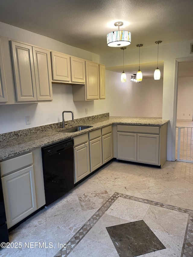 8880 Old Kings Rd S Unit 53, Jacksonville, FL 32257 - kitchen featuring dishwasher, inlaid floor details, hanging light fixtures, and a textured ceiling