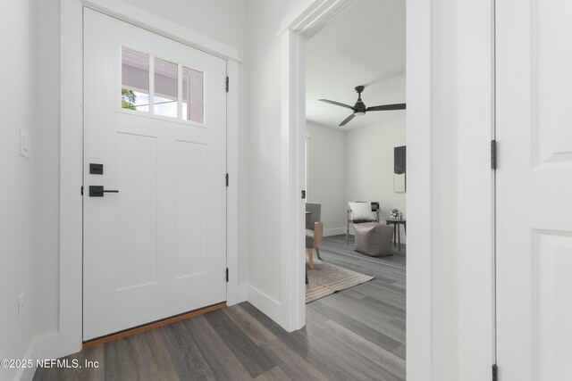 1114 Nantucket Ave, Jacksonville, FL 32233 - foyer entrance with dark wood finished floors and ceiling fan