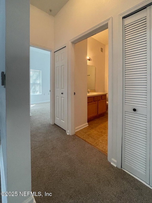 5151 Playpen Dr Unit 7-2, Jacksonville, FL 32210 - hallway with carpet and a sink