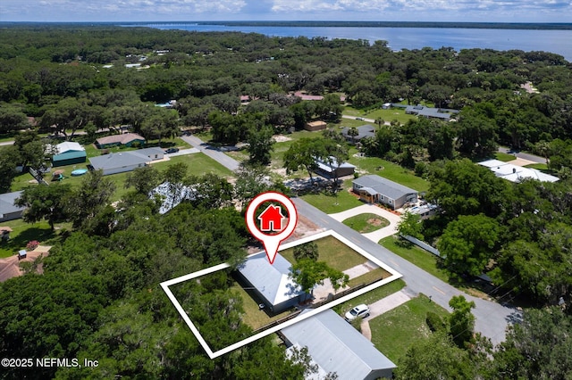 110 Pleasant Dr, East Palatka, FL 32131 - aerial view of property and surrounding area featuring a nearby body of water and property boundaries highlighted