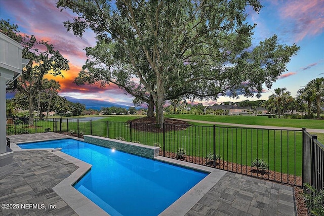 172 Laurel Ln, Ponte Vedra Beach, FL 32082 - pool at dusk featuring a fenced backyard