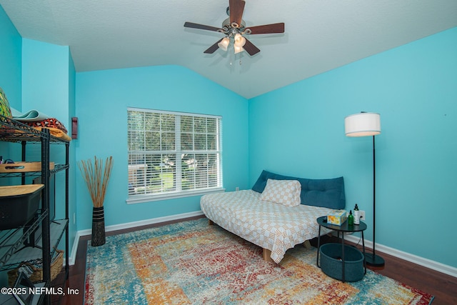 11890 Surfbird Cir Unit 42E, Jacksonville, FL 32256 - bedroom with wood finished floors, lofted ceiling, and a ceiling fan