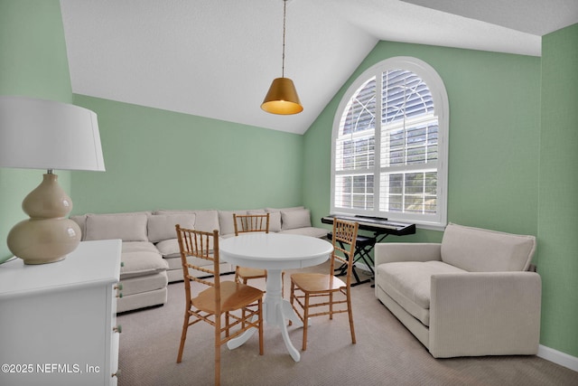 101 Royal Lagoon Ct, Ponte Vedra Beach, FL 32082 - carpeted dining area featuring lofted ceiling and baseboards