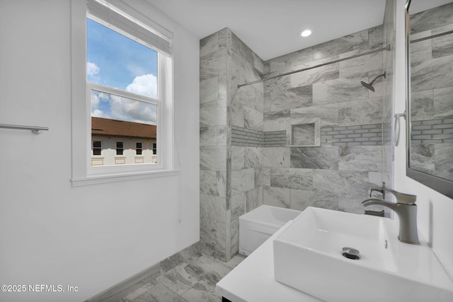 2525 College St Unit 1305, Jacksonville, FL 32204 - full bath featuring marble finish flooring, recessed lighting, and vanity