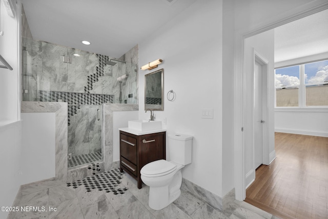 2525 College St Unit 1305, Jacksonville, FL 32204 - full bathroom featuring a marble finish shower, vanity, and recessed lighting