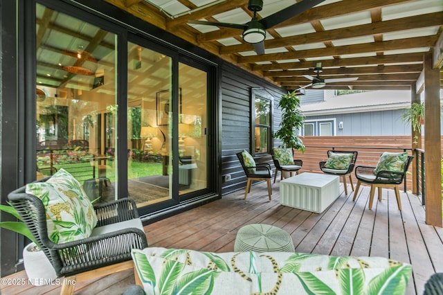 74 Sanford St, Saint Augustine, FL 32084 - wooden terrace featuring a ceiling fan