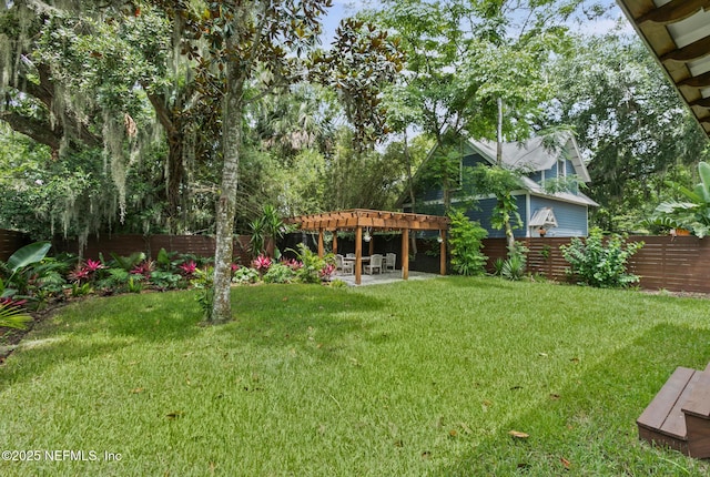 74 Sanford St, Saint Augustine, FL 32084 - fenced backyard featuring a patio and a pergola