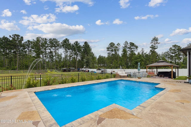 36501 Shortleaf Ave, Hilliard, FL 32046 - view of swimming pool featuring a gazebo, a patio area, and view of scattered trees