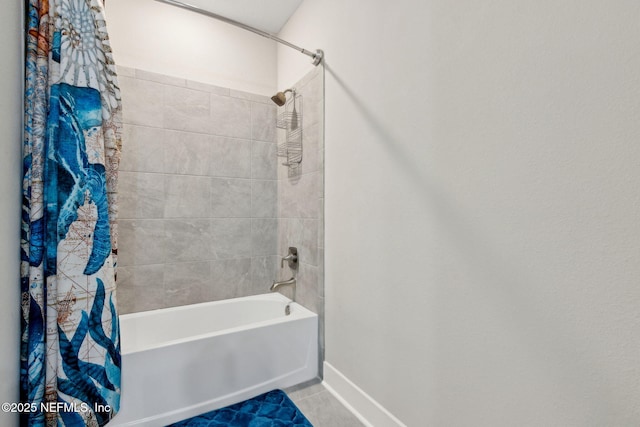 36501 Shortleaf Ave, Hilliard, FL 32046 - bathroom with shower / tub combo with curtain and baseboards