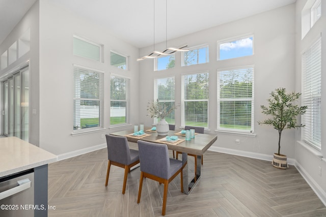 238 Courtney Chase Dr, Saint Augustine, FL 32092 - dining room featuring baseboards and a high ceiling