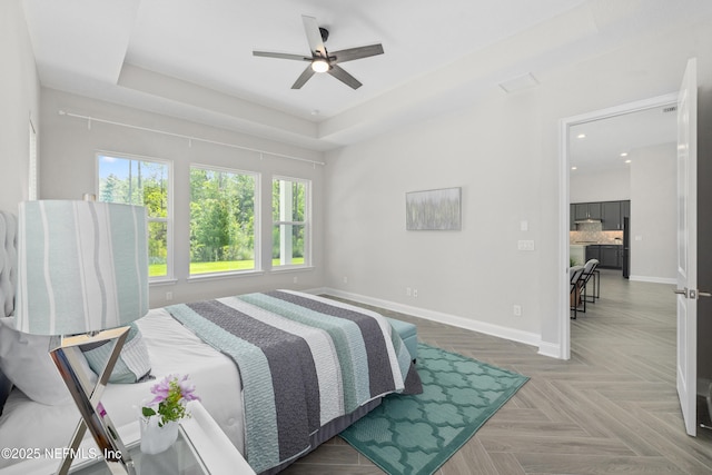 238 Courtney Chase Dr, Saint Augustine, FL 32092 - bedroom with a raised ceiling, recessed lighting, and ceiling fan