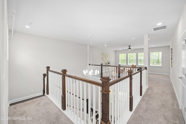 238 Courtney Chase Dr, Saint Augustine, FL 32092 - hallway with an upstairs landing, carpet floors, and recessed lighting