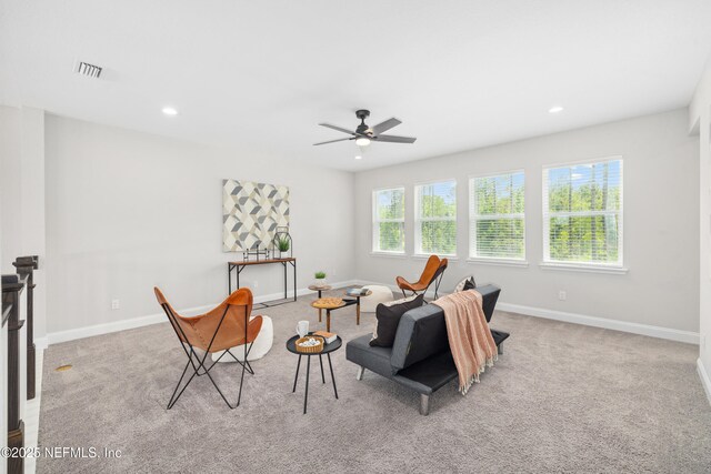 238 Courtney Chase Dr, Saint Augustine, FL 32092 - sitting room featuring carpet floors, recessed lighting, and a ceiling fan