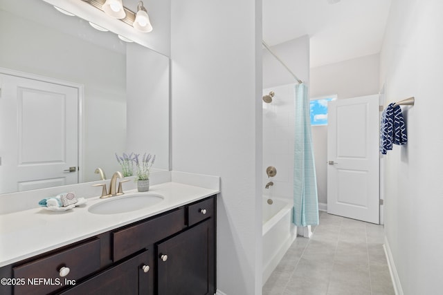 238 Courtney Chase Dr, Saint Augustine, FL 32092 - full bathroom with vanity, tile patterned floors, and shower / bath combo