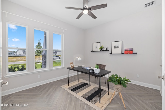 238 Courtney Chase Dr, Saint Augustine, FL 32092 - office space featuring baseboards and a ceiling fan