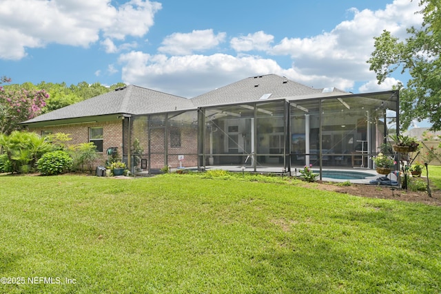 1288 Creek Bend Rd, Saint Johns, FL 32259 - rear view of property featuring a yard, brick siding, a patio, an outdoor pool, and a lanai