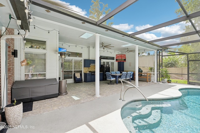 1288 Creek Bend Rd, Saint Johns, FL 32259 - outdoor pool with a patio area, ceiling fan, and a lanai