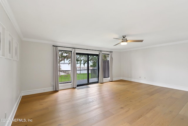 1823 N Lakeshore Dr, Fleming Island, FL 32003 - spare room with light wood-style floors, a ceiling fan, and ornamental molding