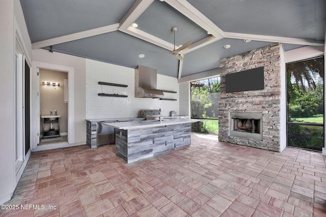 452 Deer Valley Dr, Ponte Vedra, FL 32081 - view of patio / terrace with an outdoor stone fireplace and area for grilling