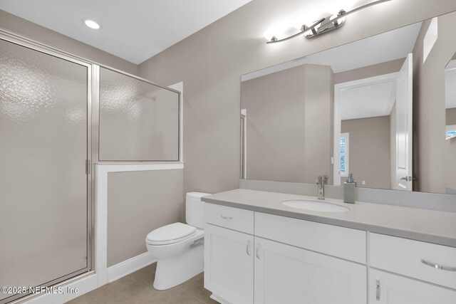 452 Deer Valley Dr, Ponte Vedra, FL 32081 - full bathroom with vanity, a stall shower, tile patterned flooring, and recessed lighting