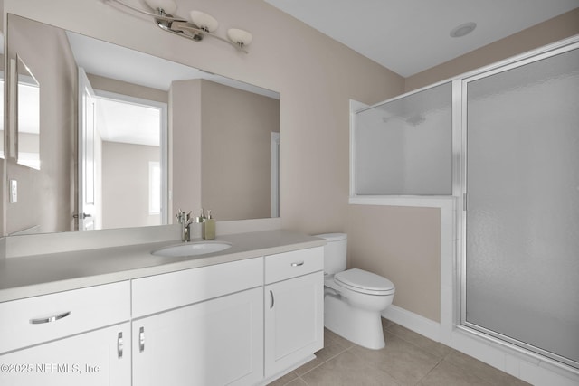 452 Deer Valley Dr, Ponte Vedra, FL 32081 - full bathroom with vanity, a stall shower, and tile patterned flooring