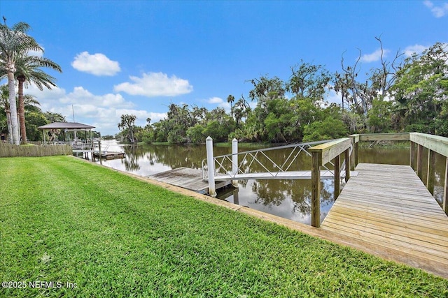 2638 W End St, Jacksonville, FL 32233 - dock area featuring a water view and a lawn