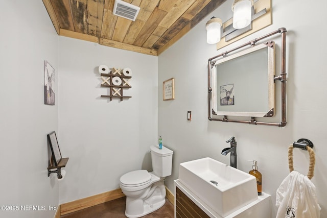 136 Sherwood Ave, Saint Augustine, FL 32084 - half bath featuring wood ceiling and vanity