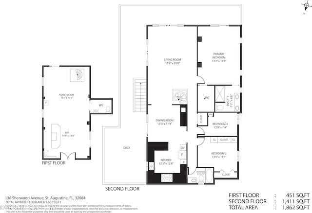 136 Sherwood Ave, Saint Augustine, FL 32084 - view of property floor plan