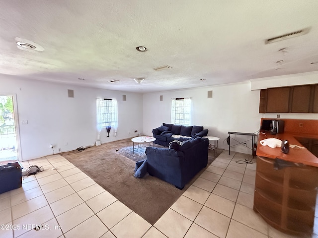 427 Crestwood St, Jacksonville, FL 32208 - living room with light tile patterned flooring and a textured ceiling