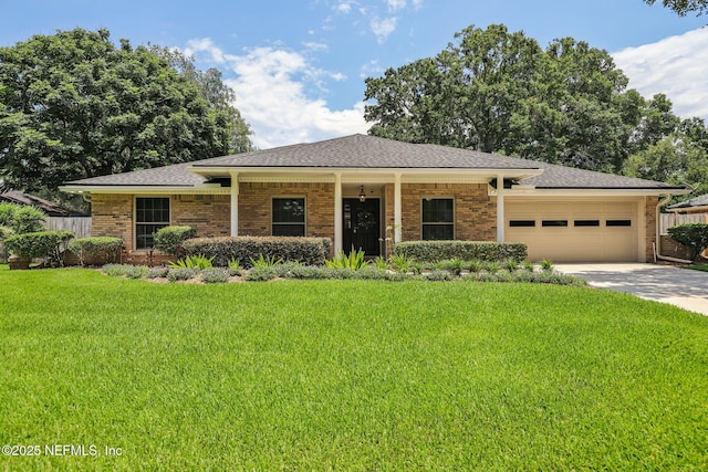 12137 Dividing Oaks Trl E, Jacksonville, FL 32223 - ranch-style house featuring a garage, concrete driveway, brick siding, and a shingled roof