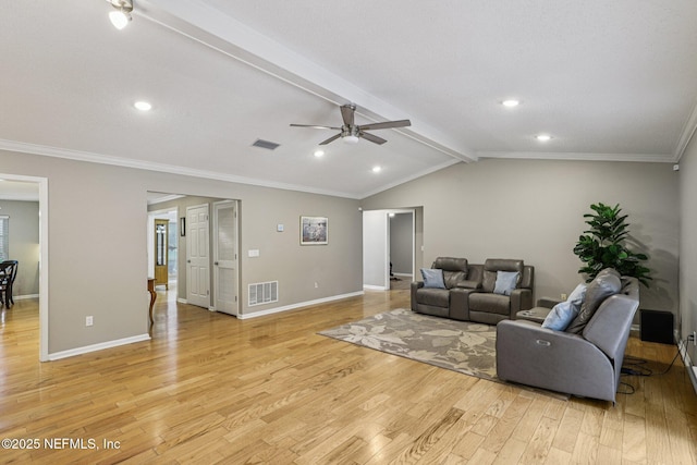 12137 Dividing Oaks Trl E, Jacksonville, FL 32223 - living area featuring light wood-style floors, ceiling fan, ornamental molding, and recessed lighting