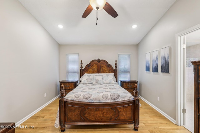 12137 Dividing Oaks Trl E, Jacksonville, FL 32223 - bedroom featuring light wood-style floors, recessed lighting, and a ceiling fan