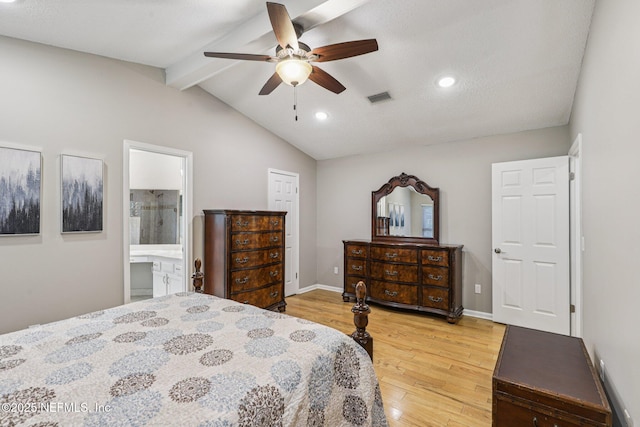 12137 Dividing Oaks Trl E, Jacksonville, FL 32223 - bedroom with light wood-style floors, recessed lighting, connected bathroom, and a ceiling fan