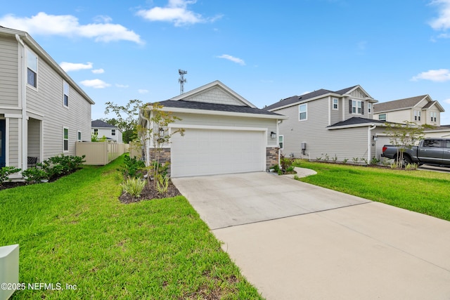 148 Stonecrest Dr, Saint Johns, FL 32259 - view of front of house featuring stone siding, driveway, a residential view, and an attached garage
