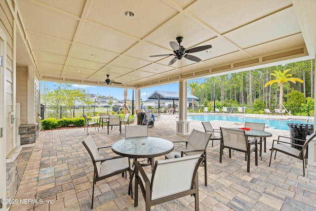 148 Stonecrest Dr, Saint Johns, FL 32259 - view of patio / terrace with ceiling fan, a community pool, and outdoor dining space