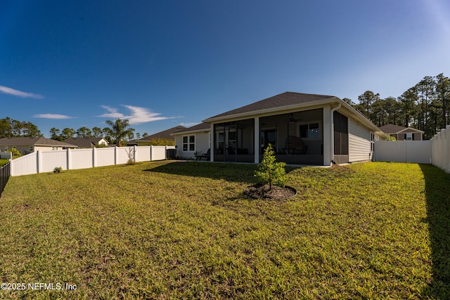 665 Flach Dr, Saint Johns, FL 32259 - rear view of property featuring a sunroom and a fenced backyard
