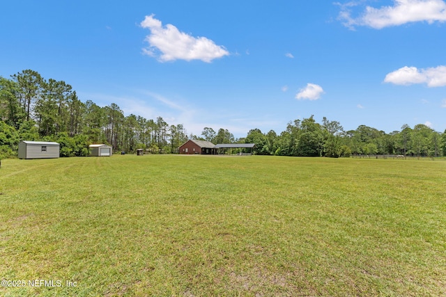34100 Old Baldwin Rd, Callahan, FL 32011 - view of grassy yard featuring a storage shed