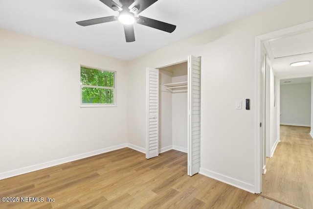 9340 Norfolk Blvd, Jacksonville, FL 32208 - unfurnished bedroom featuring light wood-type flooring, a closet, and ceiling fan