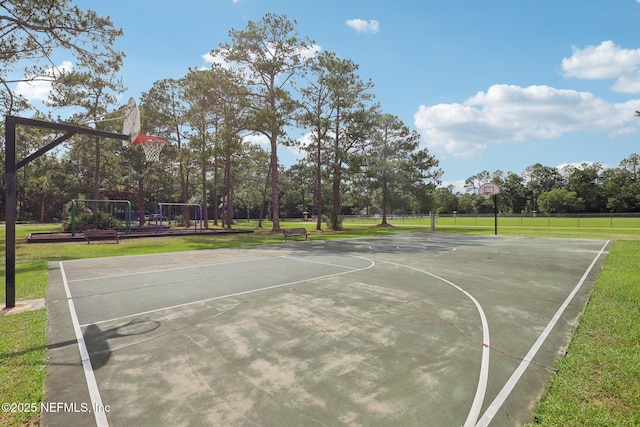 1071 Foxmeadow Trl, Middleburg, FL 32068 - view of basketball court featuring community basketball court, a lawn, and view of wooded area