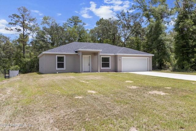 9473 N Athenia Dr, Citrus Springs, FL 34434 - ranch-style house featuring a garage, concrete driveway, and a front lawn